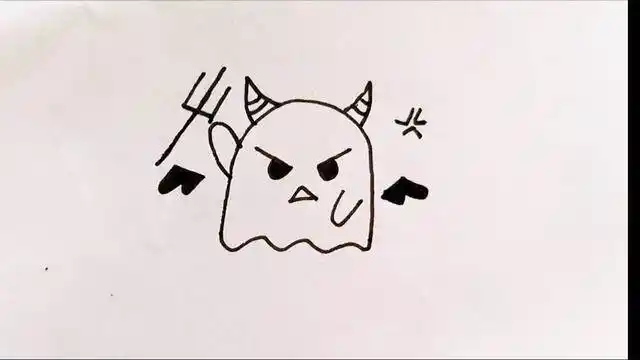 小恶魔简笔画儿童画教程_5068儿童网恐怖邪恶的恶魔头像简笔画的画法
