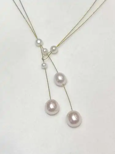 手工编织进口金属丝百搭小女人气质个性淡水珍珠项链