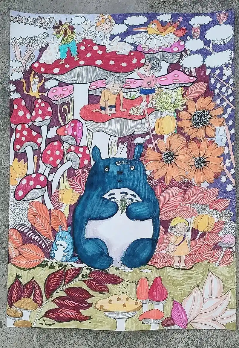 马克笔绘画临摹 龙猫(宫崎骏)作品 - 抖音