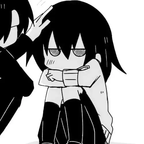 进来拿丧系 黑白简约漫画风动漫情侣头像