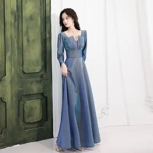 晚礼服裙女新款2021爆款冬季宴会气质轻奢小众cosplay女装