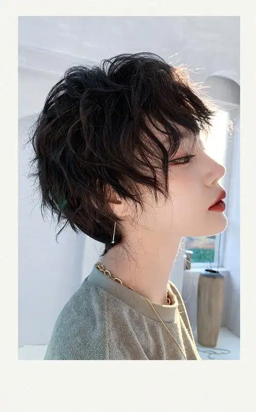 唐妮 锡纸烫假发短发网红同款蓬松自然全头套卷发男女中性酷帅气泡面