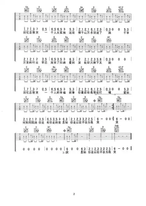 回忆总想哭吉他谱 南宫嘉骏 时间冲洗着对你的爱,越洗越浓