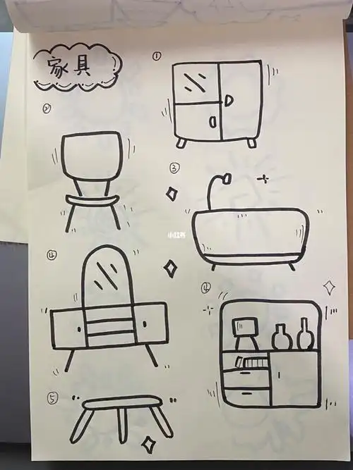 儿童简笔画素材家具05