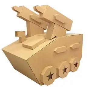 儿童涂鸦坦克飞机军舰事模型军事手工制作 幼儿园手工diy纸箱玩具