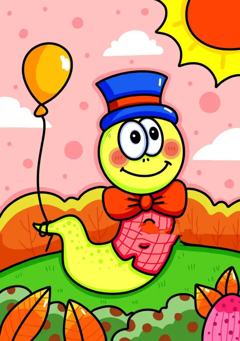 可爱的小蛇儿童创意画 动物简笔画 带步骤