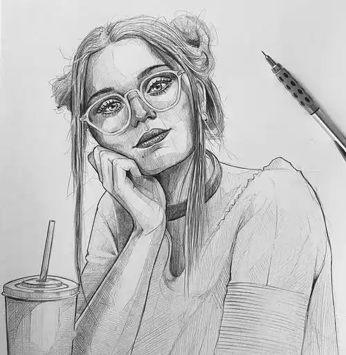 线条清晰的自动铅笔素描,带辅助线!_smdsart_网络_素材