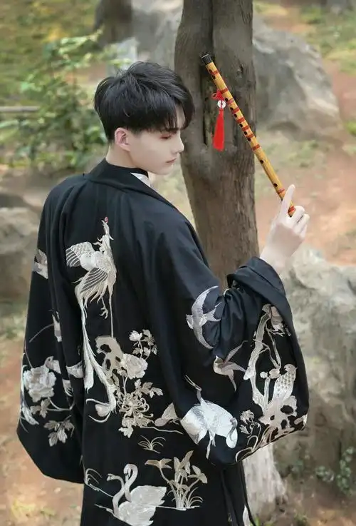 淡辉夕颜,公子如玉,是你执一把青伞,为我许下一世长安)古风汉服真人男