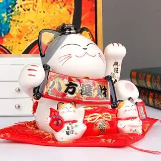 商品多美忆 大号陶瓷八方进财招财猫摆件存钱罐店铺开业礼品创意礼物