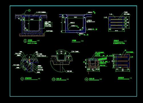 坡道排水沟cad施工图合集盲沟u型边沟排水沟图大样图剖面图图块