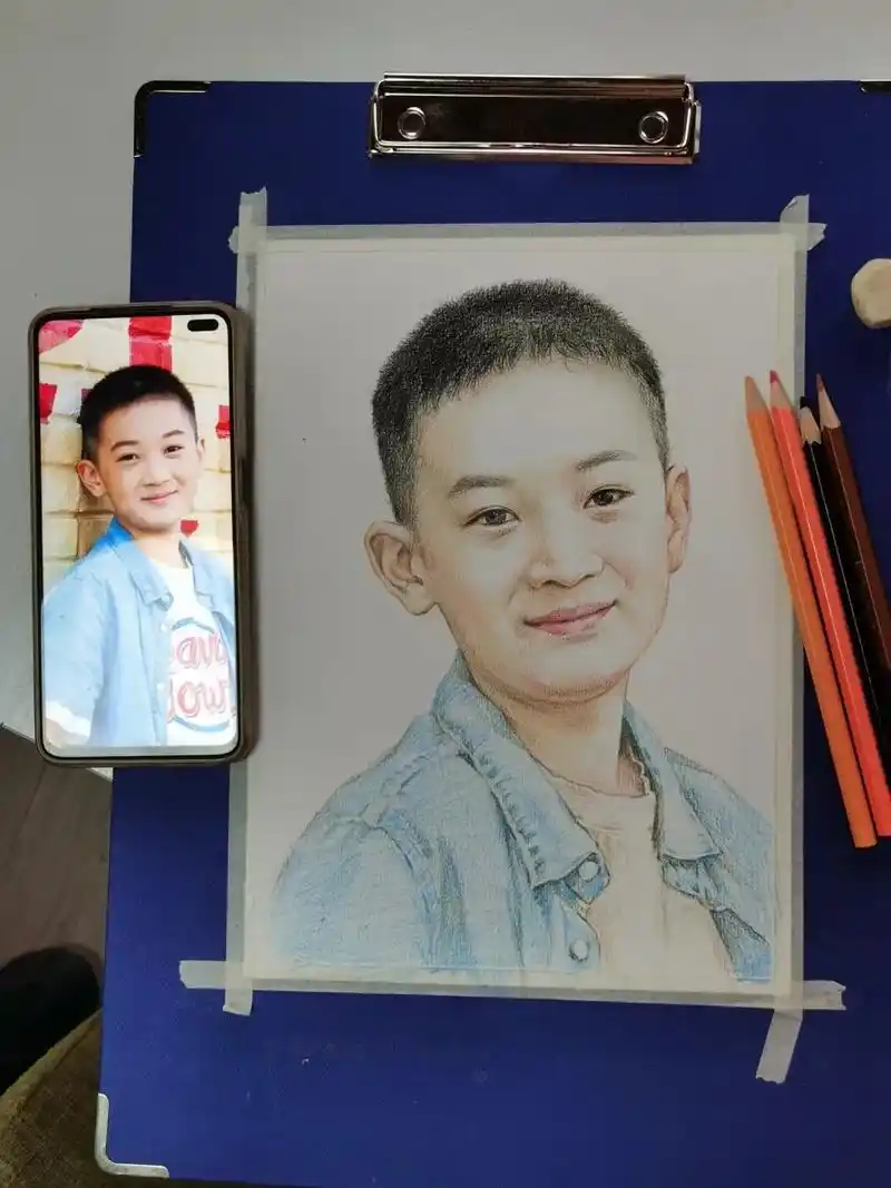 彩铅头像,来图定制#彩铅画 #肖像画  - 抖音