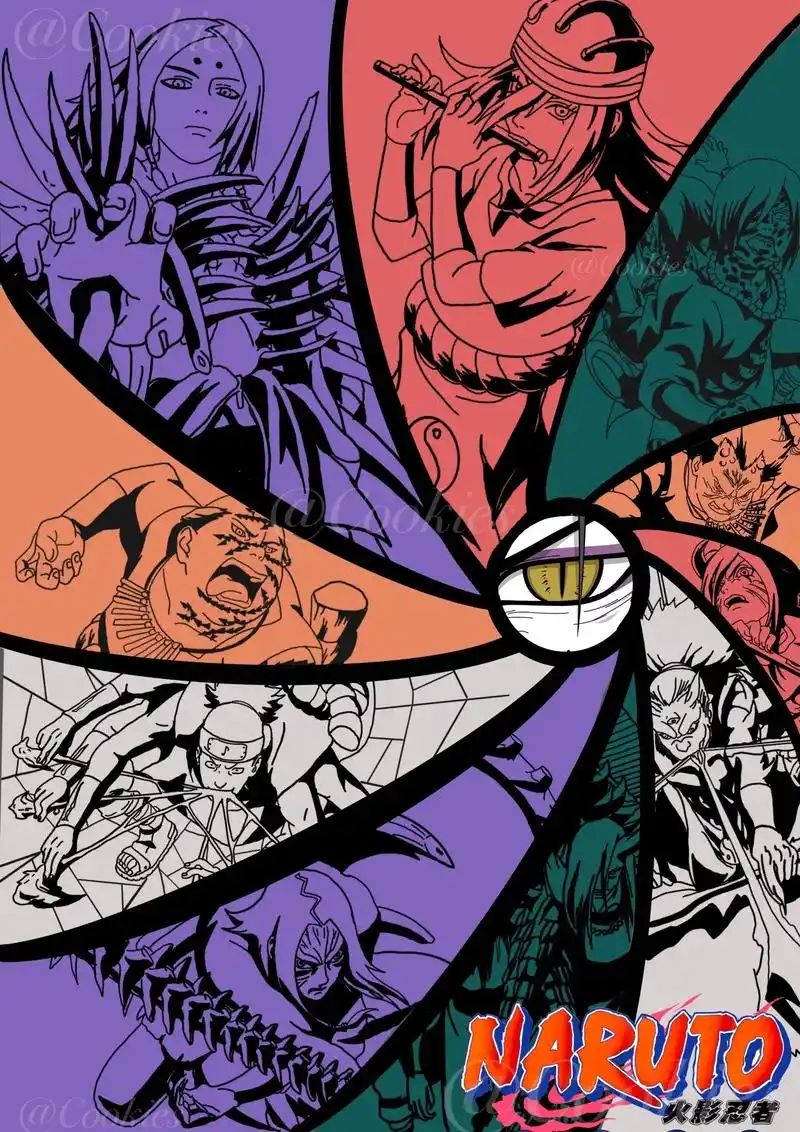 音忍五人众黑白背景.#君麻吕 #音忍四人众 #火影忍者 #火 - 抖音