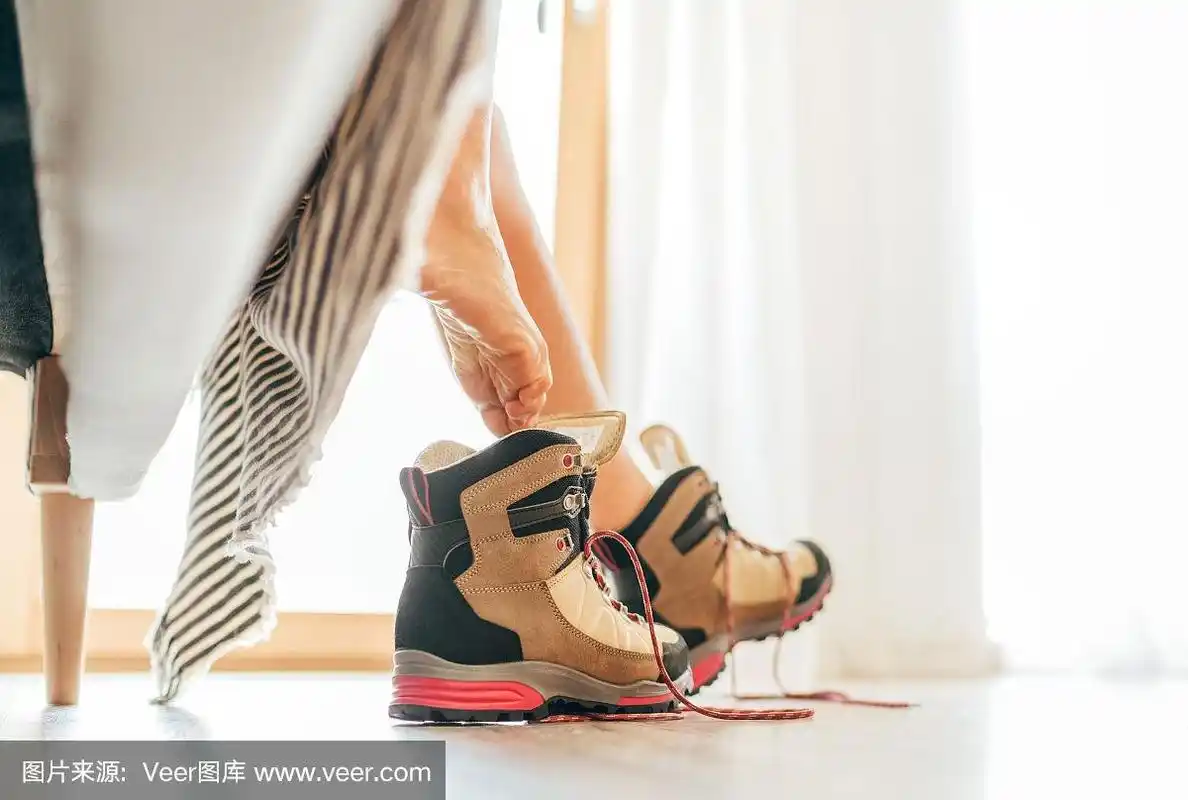 鞋带,白昼,女性,徒步旅行,新的