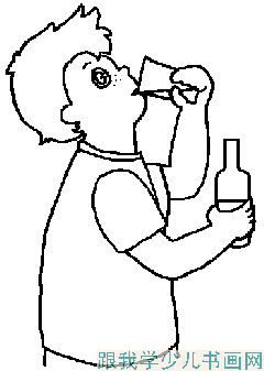 简笔画喝药的男孩子240337跟我学少儿书画网吃药简笔画药剂的简笔画生