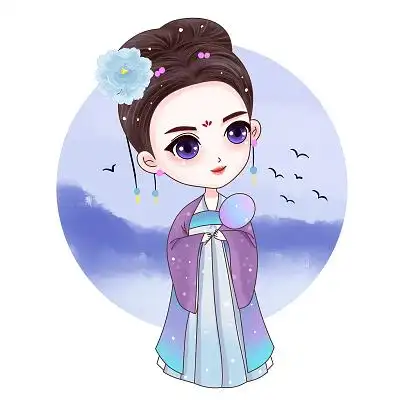 古装女孩卡通风格结合女神搭配鲜花元素丰富画面38女生女神妇女节卡通