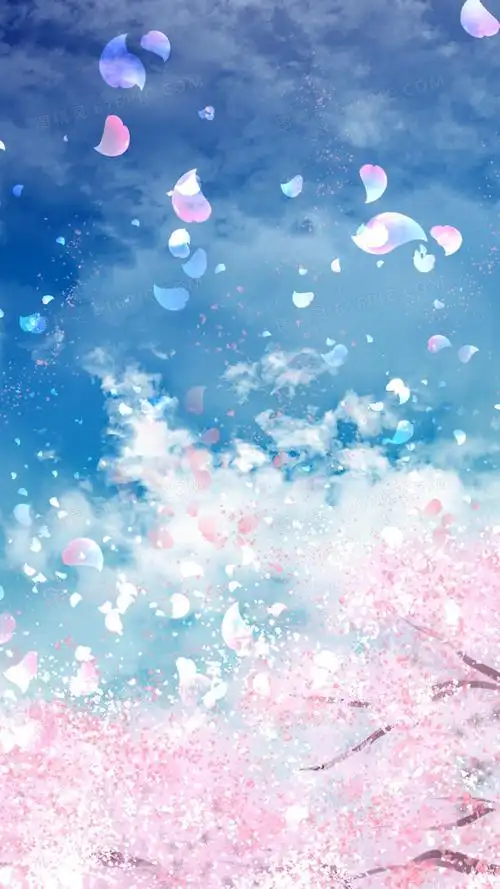 卡通漫天樱花h5背景