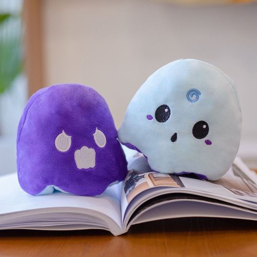 跨境可翻转夜光幽灵玩偶搞怪变脸双面表情恶魔毛绒玩具万圣节礼物