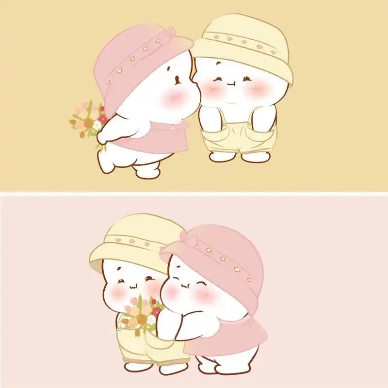 原创情侣头像|给你花花 原创卡通形象:小仓桑和小仓酱|情侣头像