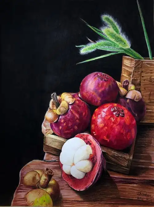 彩铅写实作品—《静物山竹》