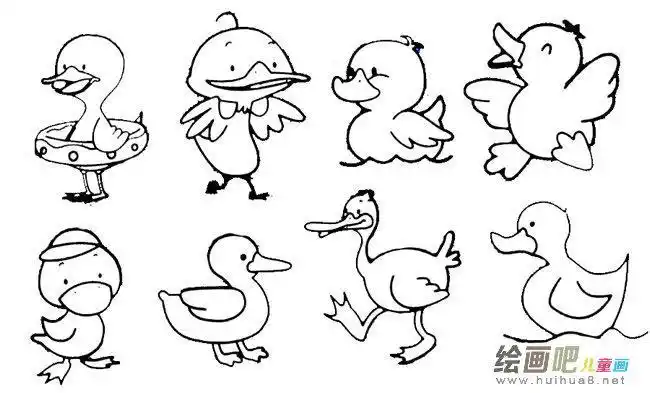 小鸭子简笔画步骤图片绘画吧-儿童画-学画画