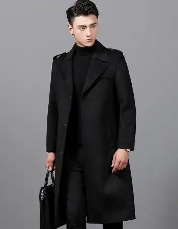 风衣男长款 超长双面呢大衣男中长款冬季呢子无英伦风衣男士过膝毛呢