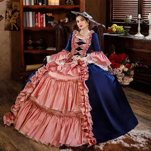 法式蓬裙礼服话剧公主演出礼服花车巡游主持服装钢琴国风皇室女仆