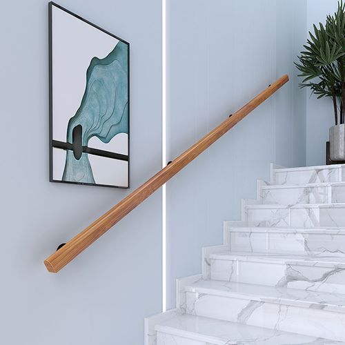 靠墙实木室内别墅阁楼走廊木质扶手