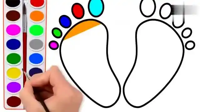 小朋友,试一试画可爱的小脚印吧!