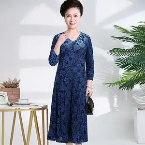 一品奴春装新款韩版时尚宽松显瘦连衣裙气质高雅胖妈妈大码女装裙