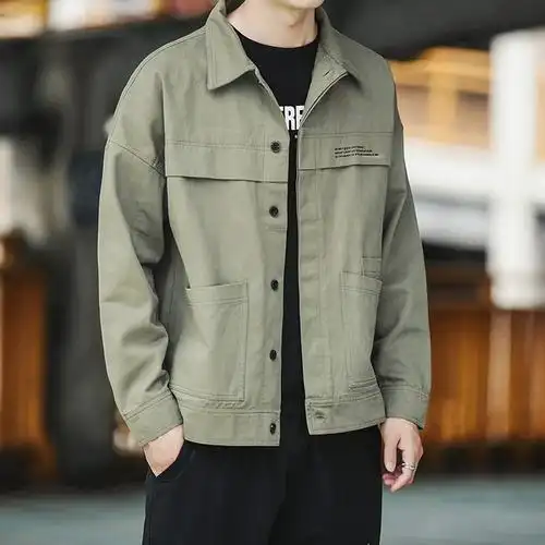 一折男春装牛仔外套_工装外套男士春秋牛仔上衣春季2022新款潮流休闲