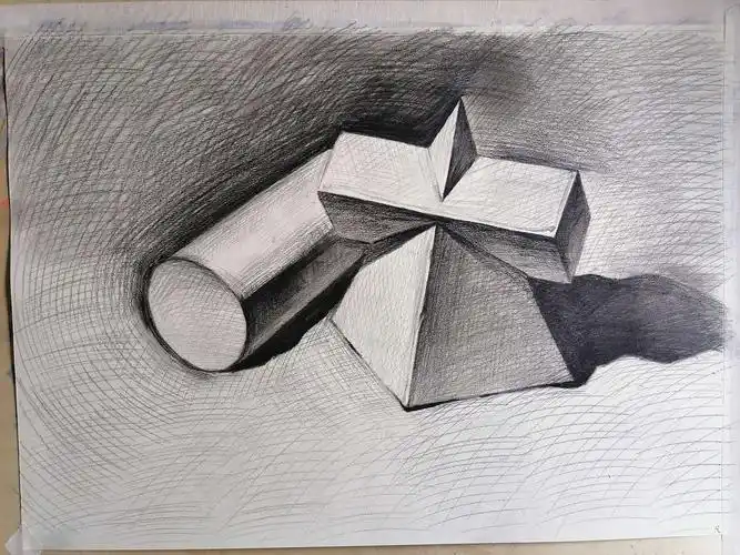 素描暑假作业4:两个几何体静物组合