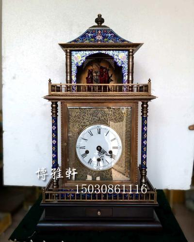 钟表纯铜景泰蓝转福禄寿机械座钟欧式家居摆钟老德国赫姆勒五音芯