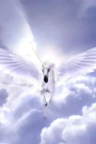 展开全部 加翅膀喝光晕咯,换上天空背景.把图上的马换成人就好.