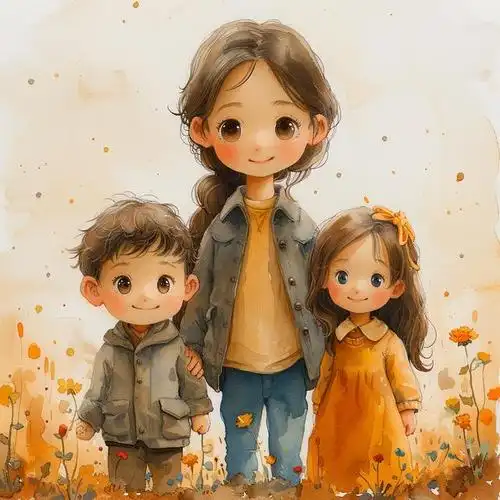 母子头像|妈妈和一儿一女