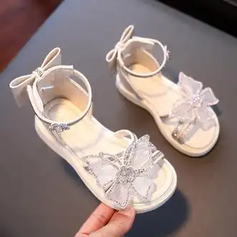 季回力休女童凉鞋夏季2023年新款女孩公主鞋时尚软底儿童蝴蝶结凉拖