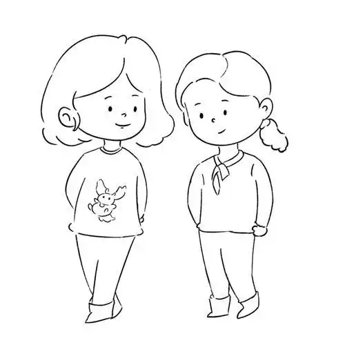 初中女同学的简笔画