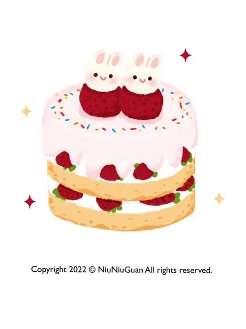 可爱简笔画小甜品丨兔兔草莓蛋糕