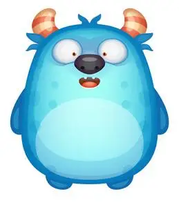 可爱的卡通怪兽一边看书一边思考.