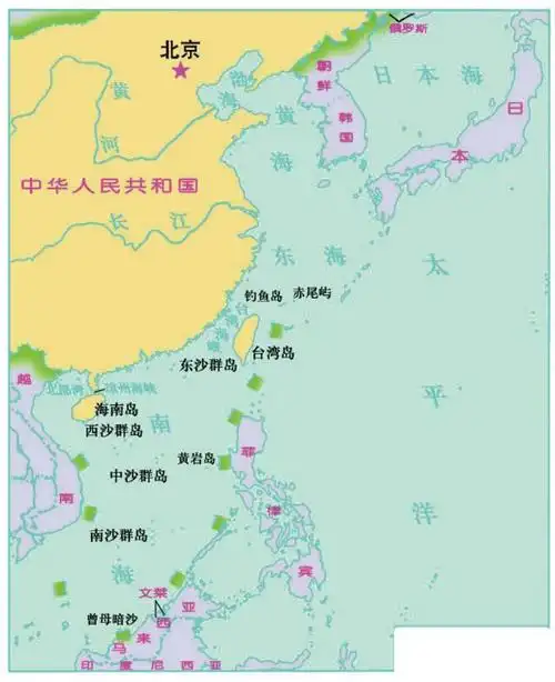 中国的海岸线地图