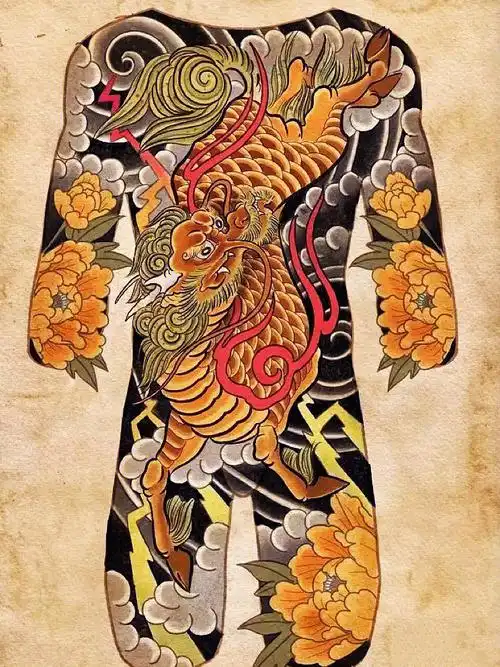 满背麒麟满背纹身麒麟纹身