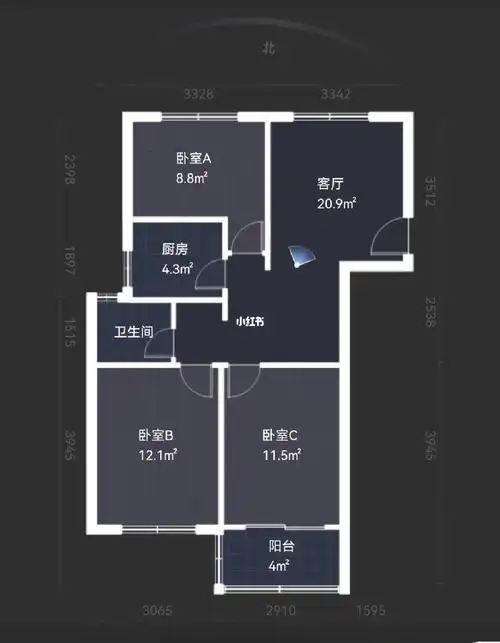 房屋产证面积90平方,三室一厅,业主出租装修,南北通透户型,2013年左右