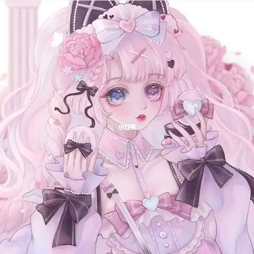 二次元女生头像 异色瞳 粉黑色系 高冷 御姐