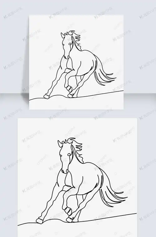 艺术线条画动物马