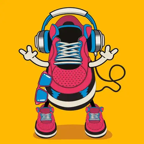 时尚潮流卡通鞋子怪兽插画矢量图