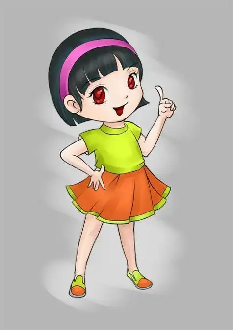 简笔画彩色女生卡通人物