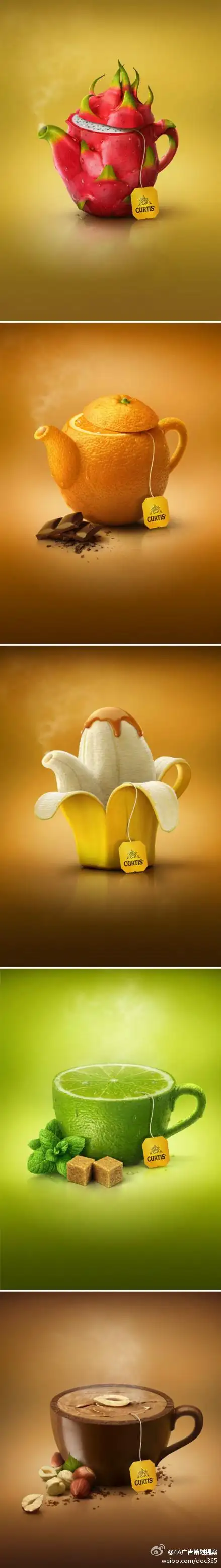 来自莫斯科平面设计师catzwolf的创意茶包的广告很有趣的多种口味的
