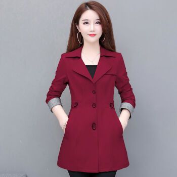 小个子风衣女秋装新款小外衣今年流行妈ma女士春秋短款外套酒红色单层