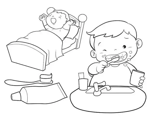 可爱的男孩起床线艺术