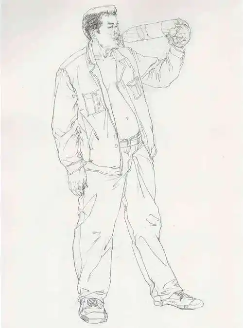 两张线条人物速写临摹案例练习