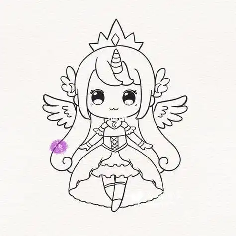 公主的简笔画美少女简单